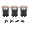 Set van 3 Maisy LED Grondspots Rond - Dimbaar - GU10 - 2700K warm wit - 4 Watt 345 lumen - Rond - Ø12cm - Tuinspot - Oprit - RVS - IP67 - Inclusief installatiemateriaal (Kabel & connector) | HOFTRONIC