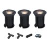 Set van 3 Maisy LED Grondspots Rond - Dimbaar - GU10 - 2700K warm wit - 4 Watt 345 lumen - Rond - Ø12cm - Tuinspot - Oprit - Zwart - IP67 - Inclusief installatiemateriaal (Kabel & connector) | HOFTRONIC