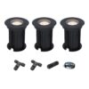 Set van 3 Maisy LED Grondspots Rond - Dimbaar - GU10 - 4000K neutraal wit - 4 Watt 345 Lumen - Rond - Ø12cm - Tuinspot - Oprit - Zwart - IP67 - Inclusief installatiemateriaal (Kabel & connector) | HOFTRONIC