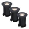 Set van 3 Maisy LED Grondspots Rond - Dimbaar - GU10 - 4000K neutraal wit - 4 Watt 345 Lumen - Rond - Ø12cm - Tuinspot - Oprit - Zwart - IP67 waterdicht | HOFTRONIC