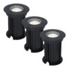 Set van 3 Maisy LED Grondspots Rond - Dimbaar - GU10 - 6500K daglicht wit - 4 Watt 345 Lumen - Rond - Ø12cm - Tuinspot - Oprit - Zwart - IP67 waterdicht | HOFTRONIC
