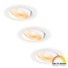 Set van 3 Malta LED inbouwspots - 5 Watt 360 lumen - Dim to warm - Rond - Kantelbaar - IP44 waterdicht - Wit - Incl. Quick Connector box | HOFTRONIC