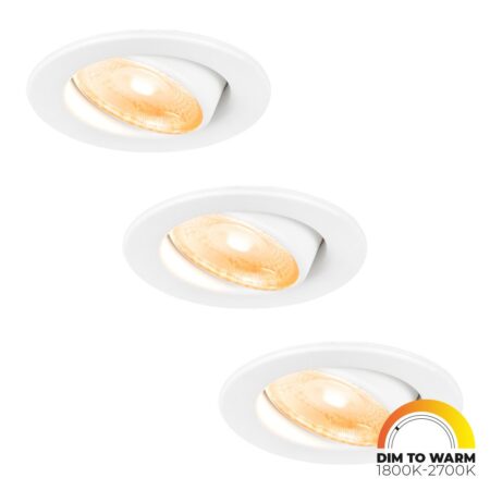 Set van 3 Malta LED inbouwspots - 5 Watt 360 lumen - Dim to warm - Rond - Kantelbaar - IP44 waterdicht - Wit - Incl. Quick Connector box | HOFTRONIC