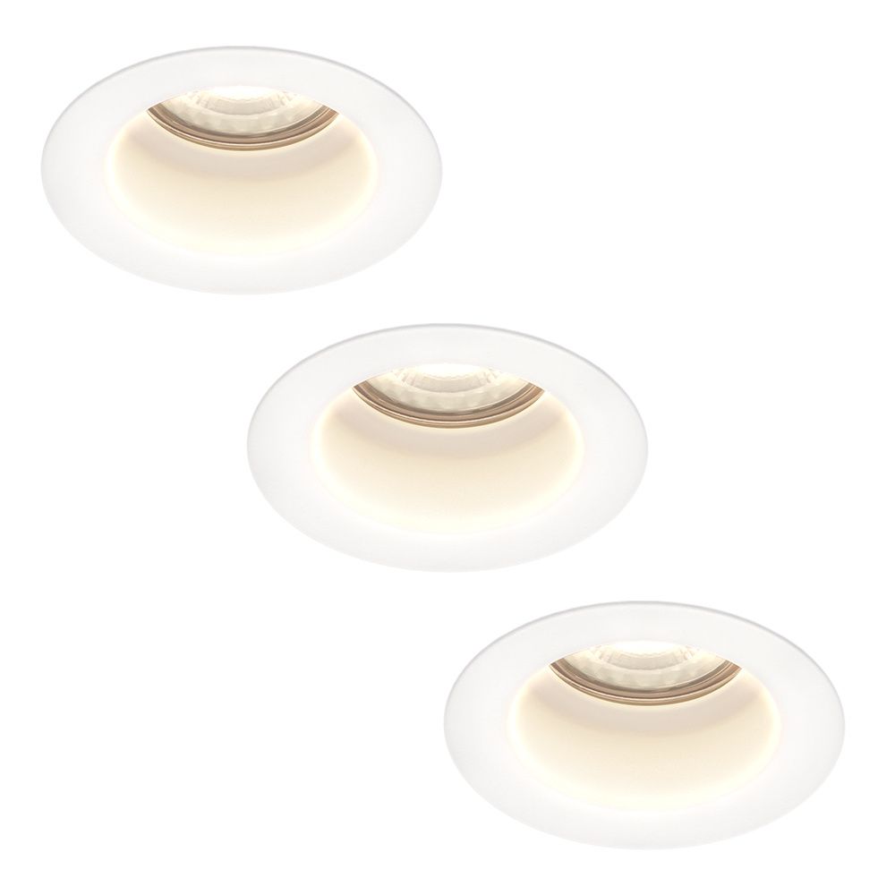 Set van 3 Mari LED inbouwspots verzonken - 4 Watt 345 Lumen - 4000K neutraal wit - GU10 - Dimbaar - Rond - IP64 Waterdicht - Wit - Anti-glare | HOFTRONIC