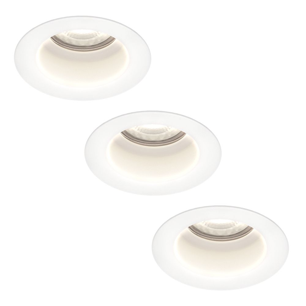 Set van 3 Mari LED inbouwspots verzonken - 4 Watt 345 Lumen - 6500K daglicht wit - GU10 - Dimbaar - Rond - IP64 Waterdicht - Wit - Anti-glare | HOFTRONIC
