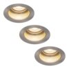 Set van 3 Mari - LED platte inbouwspots met lage inbouwdiepte - 6 Watt 570 Lumen - 2700K Warm wit - GU10 LED Module - Verzonken - Dimbaar - Rond - IP65 waterdicht - RVS | HOFTRONIC