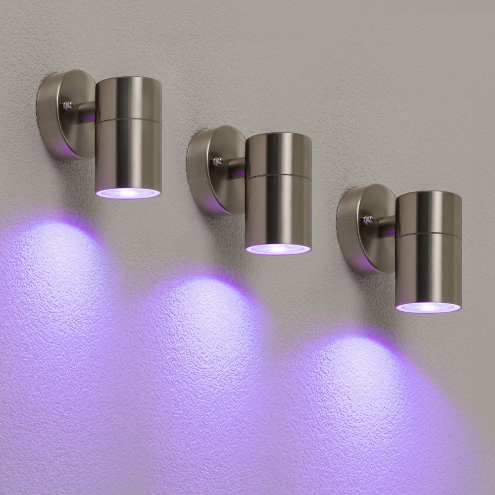 Set van 3 Mason Smart Wandlamp - IP44 - WiFi & Bluetooth - Incl. RGBWW GU10 spot - RVS - 4