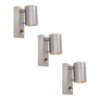 Set van 3 Mason Wandlampen - 2700K Warm Wit - Bewegingssensor en Schemerschakelaar - RVS - IP44 Waterdicht - Wandspot voor binnen en buiten | HOFTRONIC