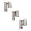 Set van 3 Mason Wandlampen - 4000K neutraal wit - Bewegingssensor en Schemerschakelaar - RVS - IP44 Waterdicht - Wandspot voor binnen en buiten | HOFTRONIC