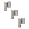 Set van 3 Mason Wandlampen - 6500K Daglicht Wit - Bewegingssensor en Schemerschakelaar - RVS - IP44 Waterdicht - Wandspot voor binnen en buiten | HOFTRONIC