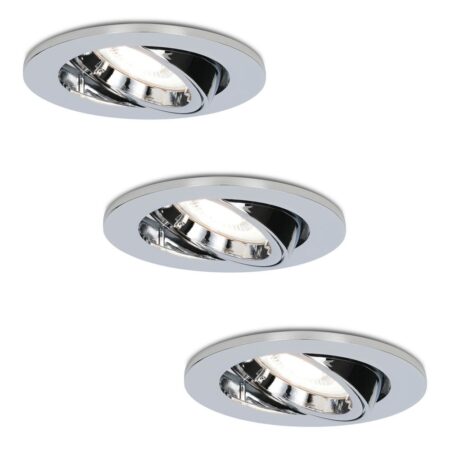 Set van 3 Maya LED inbouwspots - 4 Watt 345 Lumen - 6500K Daglicht wit - GU10 - Dimbaar - Rond - Kantelbaar - IP20 voor binnen - Chroom | HOFTRONIC