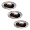 Set van 3 Mesa LED inbouwspots - GU10 4 Watt 345 Lumen - 4000K neutraal wit - Dimbaar - verzonken - Rond - Kantelbaar - IP20 Voor binnen - RVS | HOFTRONIC