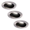 Set van 3 Mesa LED inbouwspots - GU10 4 Watt 345 Lumen - 6500K Daglicht wit - Dimbaar - verzonken - Rond - Kantelbaar - IP20 Voor binnen - RVS | HOFTRONIC