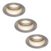 Set van 3 Mesa LED inbouwspots verzonken - 4 Watt 345 Lumen - 4000K neutraal wit - GU10 - Dimbaar - Rond - IP64 Waterdicht - RVS - Anti-glare | HOFTRONIC