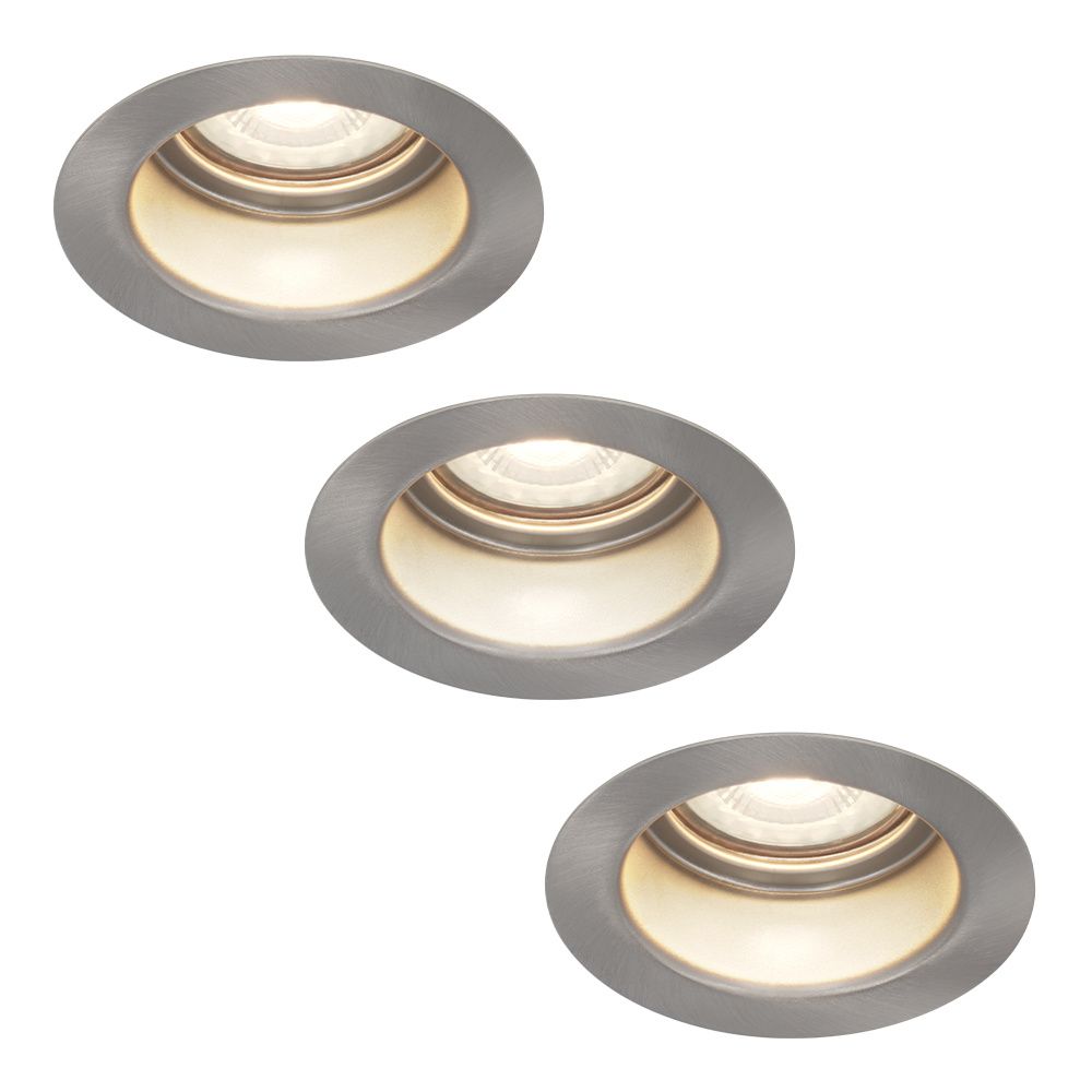Set van 3 Mesa LED inbouwspots verzonken - 4 Watt 345 Lumen - 4000K neutraal wit - GU10 - Dimbaar - Rond - IP64 Waterdicht - RVS - Anti-glare | HOFTRONIC