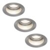 Set van 3 Mesa LED inbouwspots verzonken - 4 Watt 345 Lumen - 6500K daglicht wit - GU10 - Dimbaar - Rond - IP64 Waterdicht - RVS - Anti-glare | HOFTRONIC