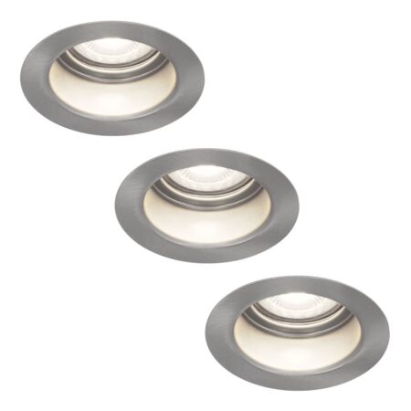 Set van 3 Mesa LED inbouwspots verzonken - 4 Watt 345 Lumen - 6500K daglicht wit - GU10 - Dimbaar - Rond - IP64 Waterdicht - RVS - Anti-glare | HOFTRONIC