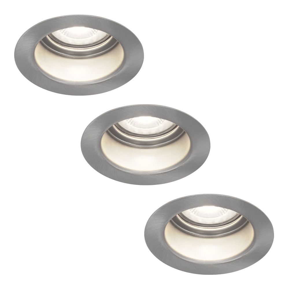 Set van 3 Mesa LED inbouwspots verzonken - 4 Watt 345 Lumen - 6500K daglicht wit - GU10 - Dimbaar - Rond - IP64 Waterdicht - RVS - Anti-glare | HOFTRONIC