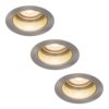 Set van 3 Mesa LED inbouwspots verzonken - 4 Watt 345 lumen - 2700K Warm wit - GU10 - Dimbaar - Rond - IP65 Waterdicht - RVS - Anti-glare | HOFTRONIC
