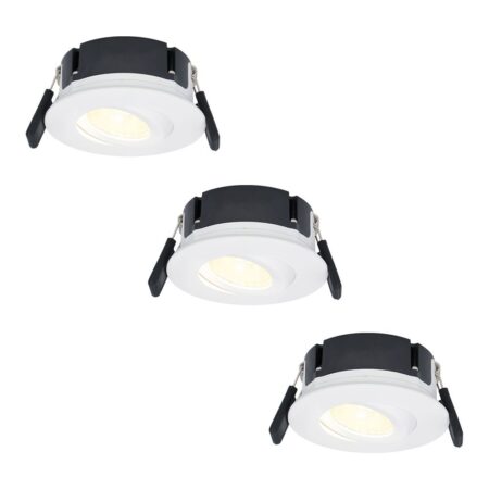 Set van 3 Napels LED inbouwspots Extra Plat (39mm) - 360° Kantelbaar - 8 Watt 570 Lumen - Dimbaar - IP65 Waterdicht voor Badkamer