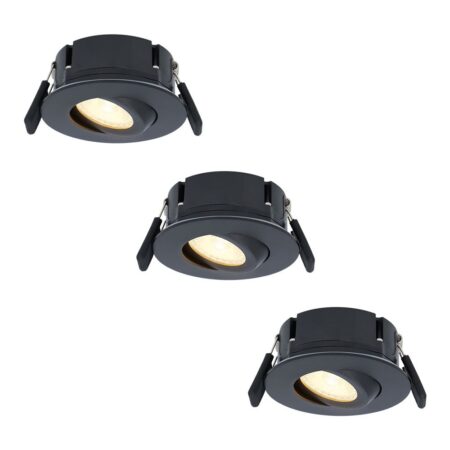 Set van 3 Napels LED inbouwspots Extra Plat (39mm) - 360° Kantelbaar - 8 Watt 570 Lumen - Dimbaar - IP65 Waterdicht voor Badkamer