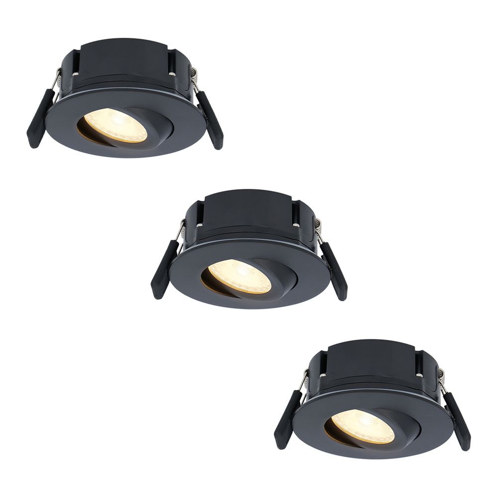 Set van 3 Napels LED inbouwspots Extra Plat (39mm) - 360° Kantelbaar - 8 Watt 570 Lumen - Dimbaar - IP65 Waterdicht voor Badkamer