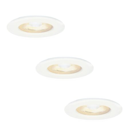 Set van 3 Nola LED inbouwspots - Lage inbouwdiepte (49mm) - 5 Watt 450 lumen - 2700K warm wit - Dimbaar - Rond - IP65 waterdicht voor binnen