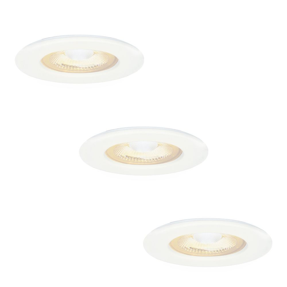 Set van 3 Nola LED inbouwspots - Lage inbouwdiepte (49mm) - 5 Watt 450 lumen - 2700K warm wit - Dimbaar - Rond - IP65 waterdicht voor binnen