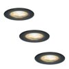 Set van 3 Nola LED inbouwspots - Lage inbouwdiepte (49mm) - 5 Watt 450 lumen - 2700K warm wit - Dimbaar - Rond - IP65 waterdicht voor binnen