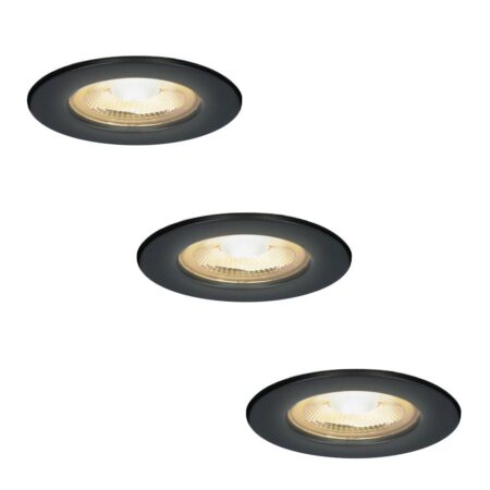 Set van 3 Nola LED inbouwspots - Lage inbouwdiepte (49mm) - 5 Watt 450 lumen - 2700K warm wit - Dimbaar - Rond - IP65 waterdicht voor binnen