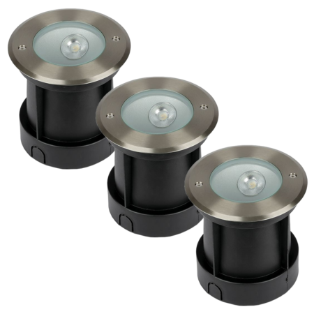 Set van 3 Oblique LED Grondspots buiten - XL Ø15cm - 20° Stralingshoek - 4000K neutraal wit - 8W 350lm - Tuinspot - RVS - IP67 waterdicht | V-TAC