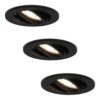 Set van 3 Oslo LED inbouwspot - 4 Watt 345 Lumen - 4000K Neutraal wit - GU10 - Dimbaar - Rond - Kantelbaar - IP20 Stofdicht - Zwart | HOFTRONIC