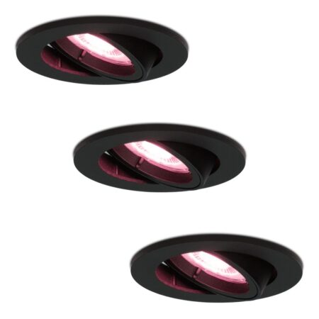 Set van 3 Oslo smart inbouwspots - Wifi + Bluetooth - RGBWW - GU10 - Kantelbaar - Google Home