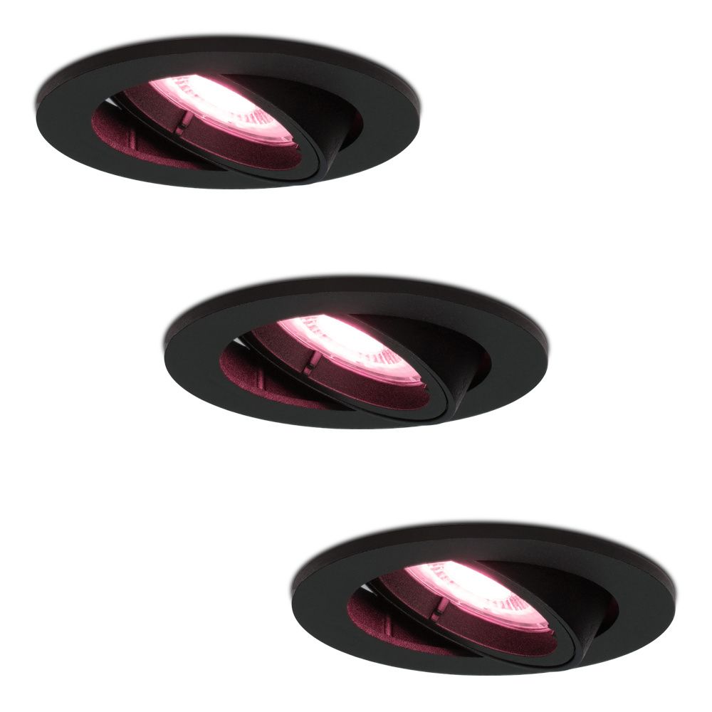 Set van 3 Oslo smart inbouwspots - Wifi + Bluetooth - RGBWW - GU10 - Kantelbaar - Google Home