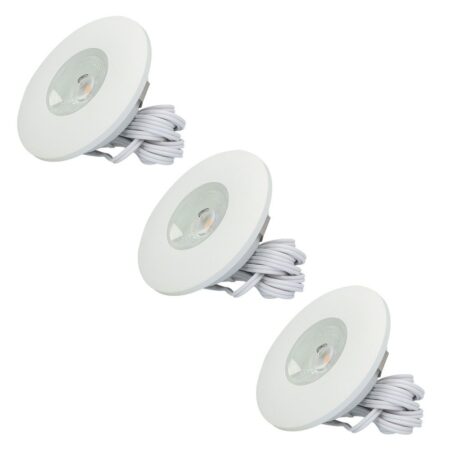 Set van 3 Pavo - Platte LED ipbouwspots met lage inbouwdiepte 12mm - 3 Watt 300 Lumen - 2700K Warm wit - Dimbaar - Rond - Meubelspot - IP44 waterdicht - Wit | HOFTRONIC