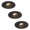 Set van 3 Philadelphia LED inbouwspots - Dimbaar - Excl. GU10 - Max. 5 Watt - Zwart - Kantelbaar - IP20 voor binnen - Rond | HOFTRONIC