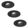 Set van 3 Philadelphia LED inbouwspots - Dimbaar - Incl. GU10 - 6500K - 4 Watt - Zwart - Kantelbaar - IP20 voor binnen - Rond | HOFTRONIC
