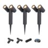 Set van 3 Pinero Dubbel LED prikspots - GU10 8W 690lm - Dimbaar - Kantelbaar - 2700K - IP65 - Zwart - Inclusief installatiemateriaal (Kabel & connector) | HOFTRONIC