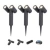 Set van 3 Pinero Dubbel LED prikspots - GU10 8W 690lm - Dimbaar - Kantelbaar - GU10 - 6500K - IP64 - Zwart - Inclusief installatiemateriaal (Kabel & connector) | HOFTRONIC