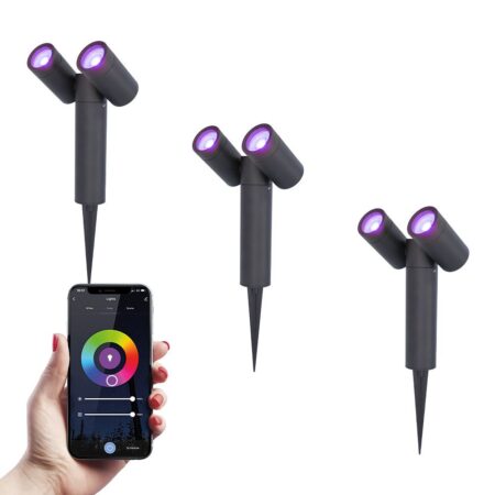 Set van 3 Pinero - Dubel Smart LED Prikspot - IP65 waterdicht - 11 Watt 690 Lumen - RGBWW - GU10 - Wifi + Bluetooth - IP65 Waterdicht - Bestuurbaar via app - Google Home