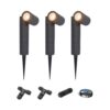 Set van 3 Pinero LED prikspots - GU10 4W 345lm - Dimbaar - Kantelbaar - 2700K - IP65 - Zwart - Tuinspot - Inclusief installatiemateriaal (Kabel & connector)s - Inclusief installatiemateriaal (Kabel & connector) | HOFTRONIC