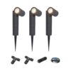 Set van 3 Pinero LED prikspots - GU10 4W 345lm - Dimbaar - Kantelbaar - 4000K - IP64 - Zwart - Tuinspot - Inclusief installatiemateriaal (Kabel & connector) | HOFTRONIC