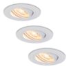 Set van 3 Pittsburg LED inbouwspots - 6W 570lm - GU10 LED Module - Extra plat - 2700K warm wit - Dimbaar - Kantelbaar - IP20 voor binnen - Wit | HOFTRONIC