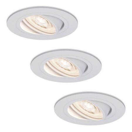 Set van 3 Pittsburg LED inbouwspots - 6W 570lm - GU10 LED Module - Extra plat - 4000K neutraal wit - Dimbaar - Kantelbaar - Binnen - Wit | HOFTRONIC