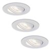 Set van 3 Pittsburg LED inbouwspots - Extra plat 58mm - GU10 LED Module - 6000K daglicht wit - Dimbaar - Rond - Kantelbaar - Voor binnen - Wit | HOFTRONIC