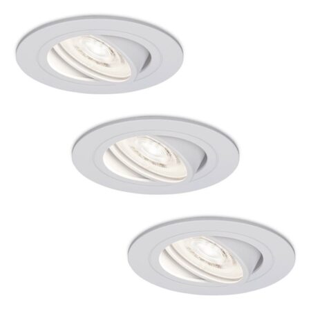 Set van 3 Pittsburg LED inbouwspots - Extra plat 58mm - GU10 LED Module - 6000K daglicht wit - Dimbaar - Rond - Kantelbaar - Voor binnen - Wit | HOFTRONIC