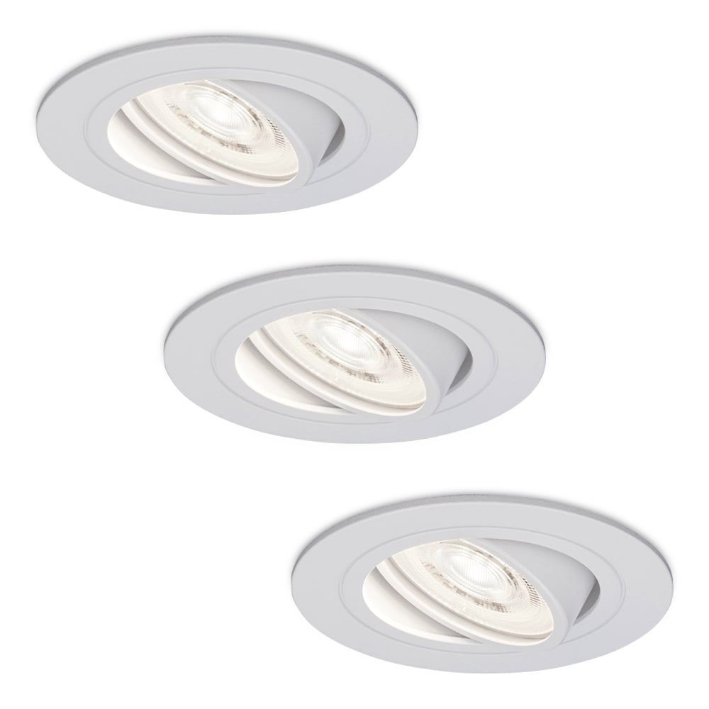 Set van 3 Pittsburg LED inbouwspots - Extra plat 58mm - GU10 LED Module - 6000K daglicht wit - Dimbaar - Rond - Kantelbaar - Voor binnen - Wit | HOFTRONIC