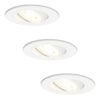 Set van 3 Pittsburg LED inbouwspots - GU10 4 Watt 345 Lumen - 4000K Neutraal wit - Dimbaar - Rond - Kantelbaar - IP20 Voor binnen - Wit | HOFTRONIC