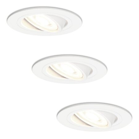Set van 3 Pittsburg LED inbouwspots - GU10 4 Watt 345 Lumen - 4000K Neutraal wit - Dimbaar - Rond - Kantelbaar - IP20 Voor binnen - Wit | HOFTRONIC