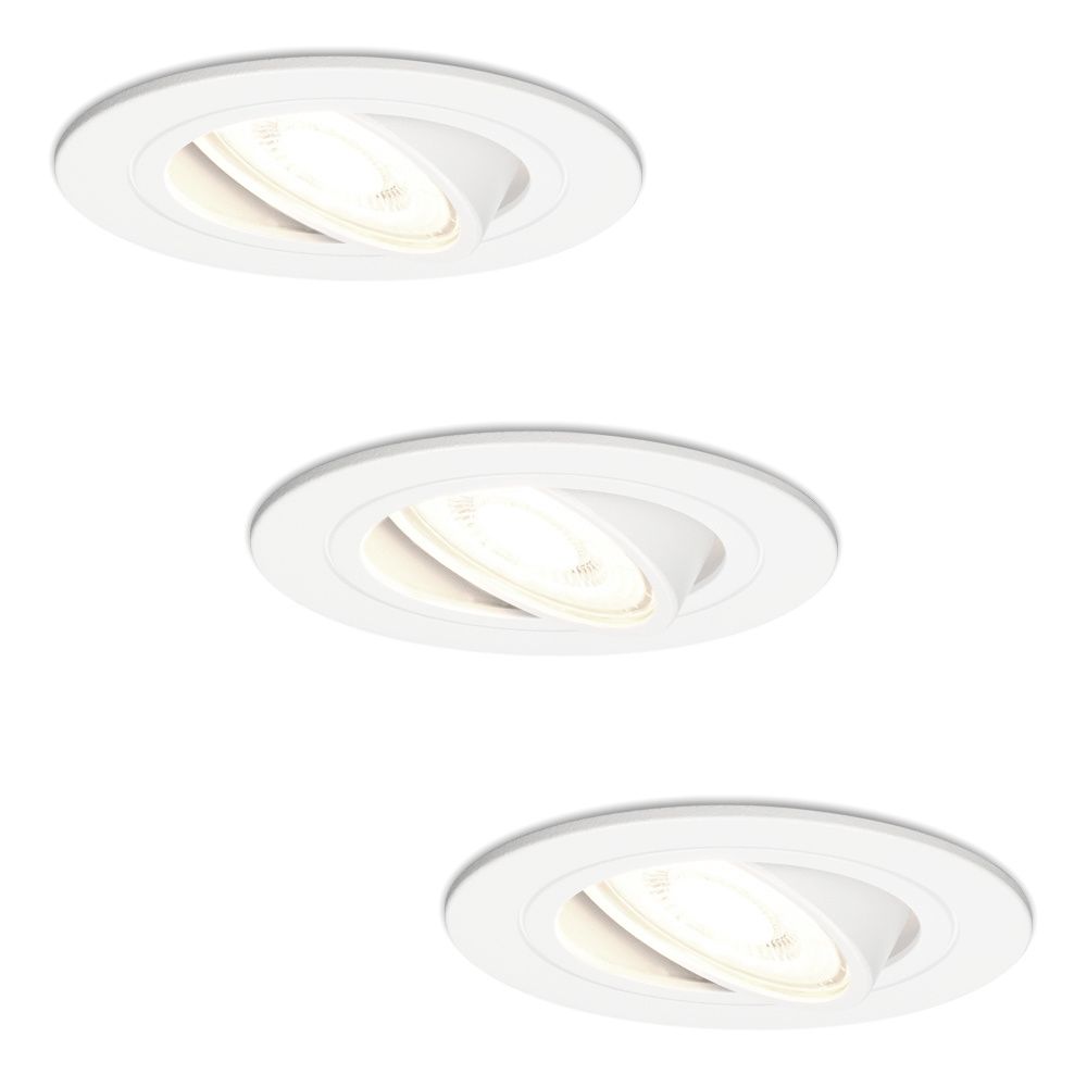 Set van 3 Pittsburg LED inbouwspots - GU10 4 Watt 345 Lumen - 4000K Neutraal wit - Dimbaar - Rond - Kantelbaar - IP20 Voor binnen - Wit | HOFTRONIC
